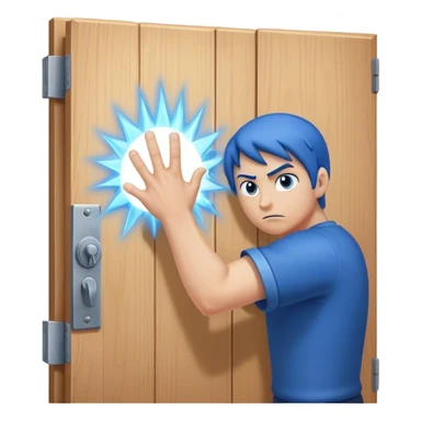 *"A closed door, a determined hand knocking—where knuckles meet wood, an intense blue magical energy pulses outward. Success isn’t about waiting; it’s about knocking until the world answers."*   sticker