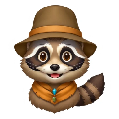 colorfull racoon with mustache sticker