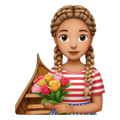 venice gondolier girl with braids sticker