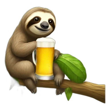 Sloth drinking beer on a caterpillar sticker