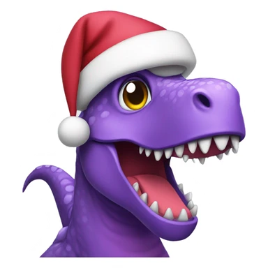 A purple dinosaur wearing a Santa hat with Christmas lights and Christmas tree  sticker