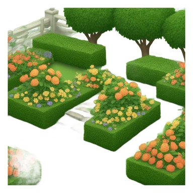 Green garden with flowers sticker