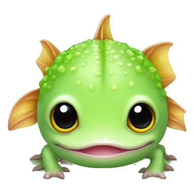 lime green axolotl with amber eyes sticker