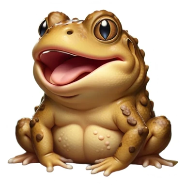 Cinematic Cute Yawning Toad Portrait Emoji, Head tilted slightly with a dramatic, wide-open yawn, showcasing a stout, textured body with drooping, warty features and sleepy, half-closed eyes, Simplified yet irresistibly adorable features, highly detailed, glowing with a soft, cozy woodland glow, high shine, relaxed yet expressive, stylized with a dash of whimsical amphibian charm, soft glowing outline, capturing the essence of a drowsy yet affectionate toad that appears ready to stretch out for a nap! sticker
