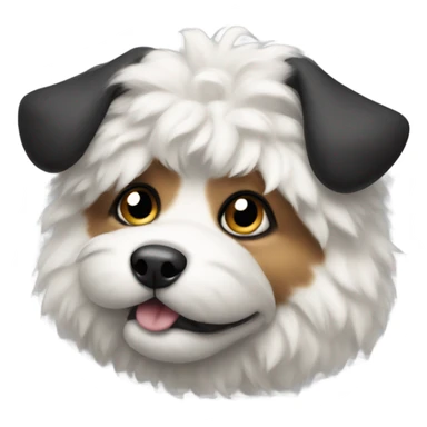 Fluffy Dog wearing a black bow on his head  sticker