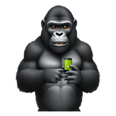 Gorilla holding an android phone sticker