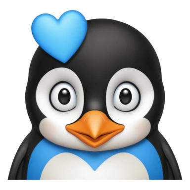 loving penguin whit blue hearts around him sticker