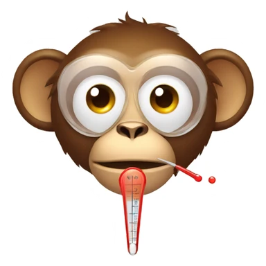 monkey face with thermometer sticker