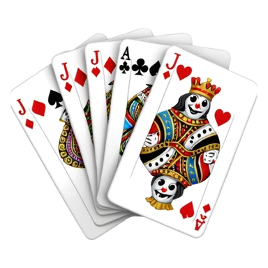 bunch of poker cards, with jolly jokers inside sticker