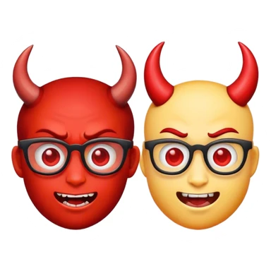nerd and devil emoji mixed sticker