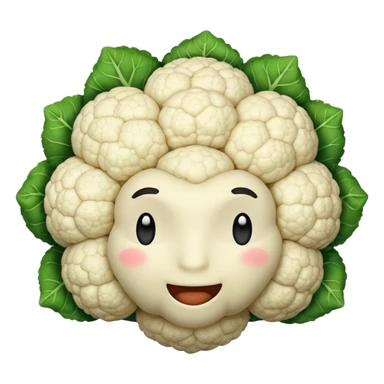 single cauliflower head, simple, emoji style, no text sticker