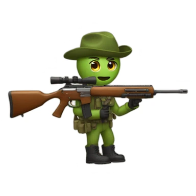 An apple with a rifle sticker