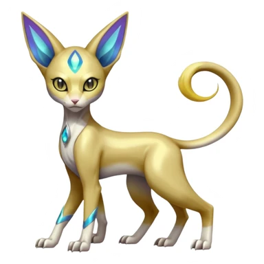 Shiny smooth glossy Meloetta-Sphynx-Lykoi-Sergal-Renamon-Wargreymon-Pokémon-Digimon-Fakémon-fusion-hybrid-creature sticker