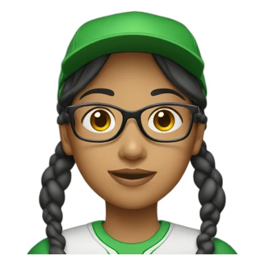 Hispanic girl with glasses and green baseball cap sticker