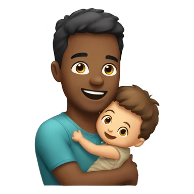 happy young father holding his baby sticker