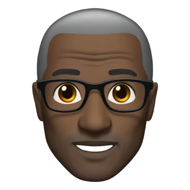 Shannon sharp with round faced suit and glasses and buzz cut and small eyes and over 50 small gray bearded receding hairline and black eyes sticker