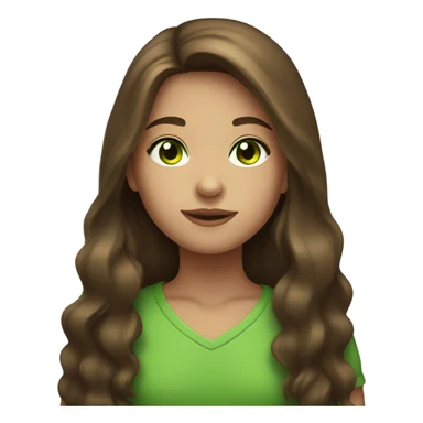 Girl with long brown hair and green eyes sticker