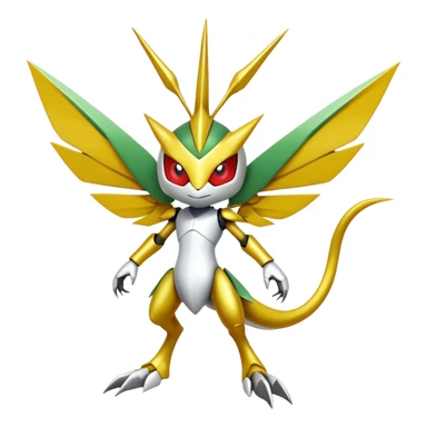 Cute Cool Edgy Shiny Ethereal Legendary Kartana-Digimon-Scizor-hybrid full body sticker