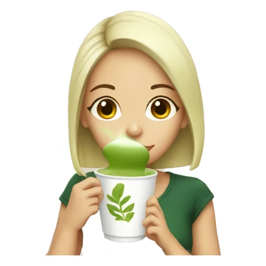 A girl drinking matcha latte sticker