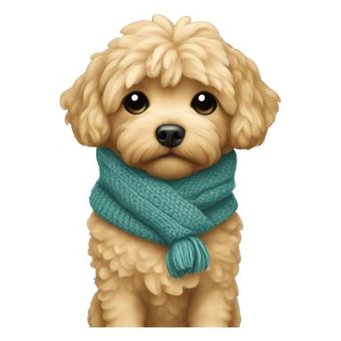 golden shipoo in a knitted scarf sticker