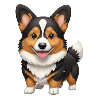black tricolor corgi in snow sticker