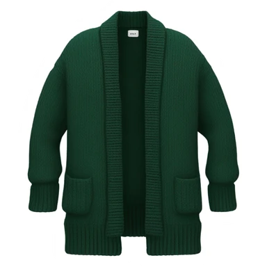 Dark green oversize wool open cardigan, isolated sticker