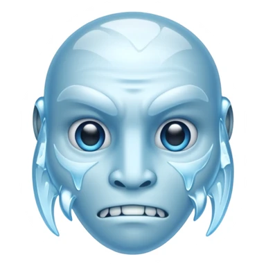 a pale blue cryptid face with ice details sticker