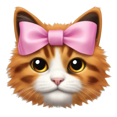 cute fluffy orange black calico cat with pink bow  sticker