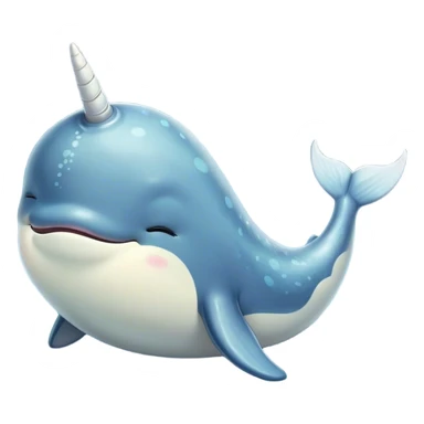 Meme-Worthy Cute Sleeping Narwhal Portrait Emoji, Head resting peacefully with a contented smile, showcasing a streamlined, mottled body with a softly spiraled ivory tusk and eyes gently closed in serene slumber, Simplified yet adorably endearing features, highly detailed, glowing with a soft, drowsy arctic light, high shine, relaxed and utterly lovable, stylized with an air of playful laziness, soft glowing outline, capturing the essence of a sleeping narwhal that feels destined to become the next viral icon of adorable rest! sticker