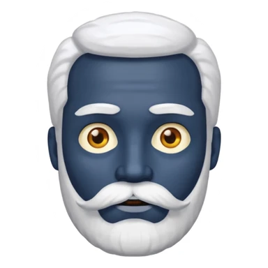 make emoji with dark blue face and white hair all around his face and a white beard with yellow eyes sticker