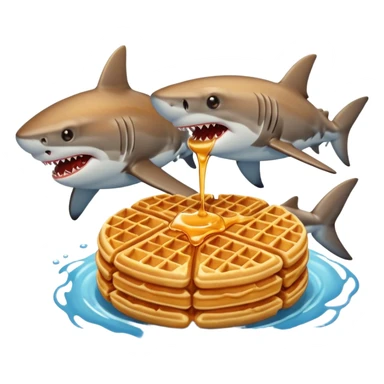 Waffles eating sharks  sticker