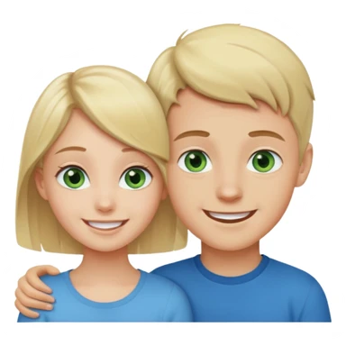 blonde blue eyed boy smiling with pale brunette green eyed girl sticker