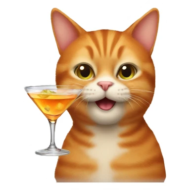 ginger cat drinking a martini sticker