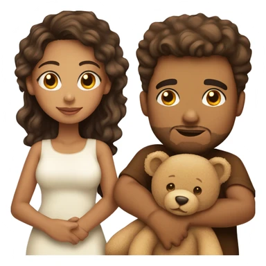 Beautiful light skin girl with husband brown handsome with teddy bear  sticker