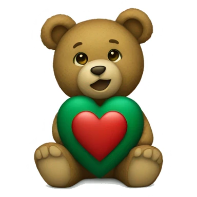 teddy bear holding dark green heart sticker