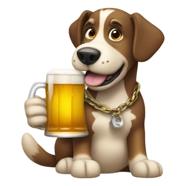 Dog holding beer sticker