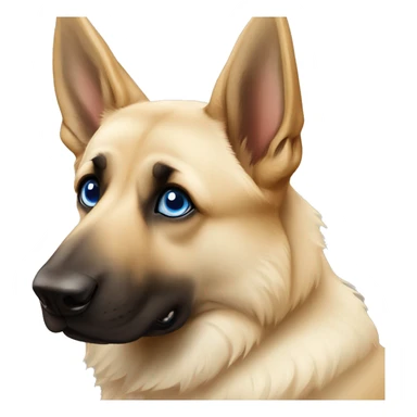 Cream German Shepard with one blue eye and one brown sticker