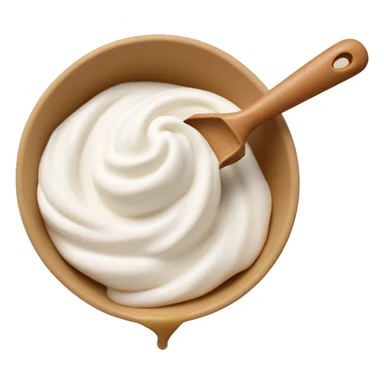 Swirl of white icing and spatula in a tan bowl  sticker