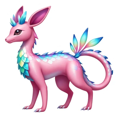 Colorful Iridescent Exotic Amaura-Salazzle-Aurorus-Sylveon-Fakémon-hybrid-creature (full body)  sticker