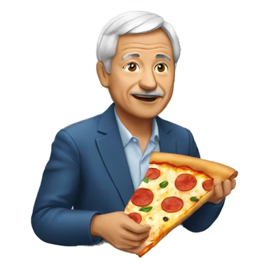 Amlo eating a pizza sticker
