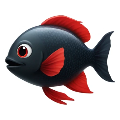 Black and red fish smileing face in the aquarium sticker