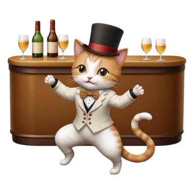 A cat dancing on the floor in a bar sticker