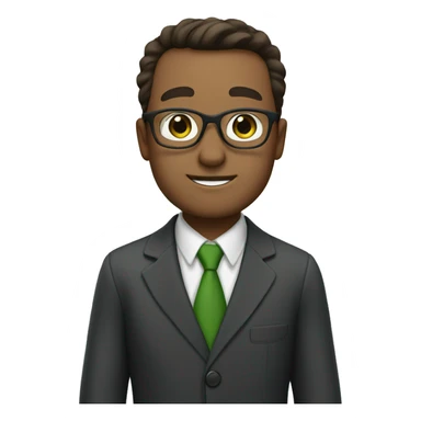 A teacher with glasses an green eyes and a german dig sticker