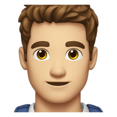 peter Parker with dark hairs and a white polo sticker