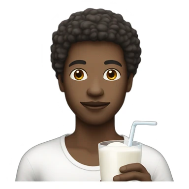 afro white person holding a glass of milk sticker