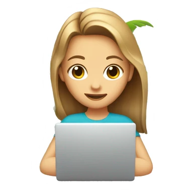 girl with light brown hair with a laptop under a palm tree  sticker