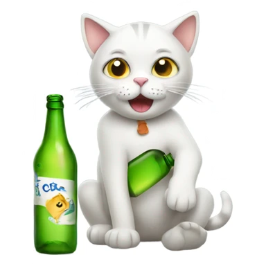 Cat drunk with bottle  sticker