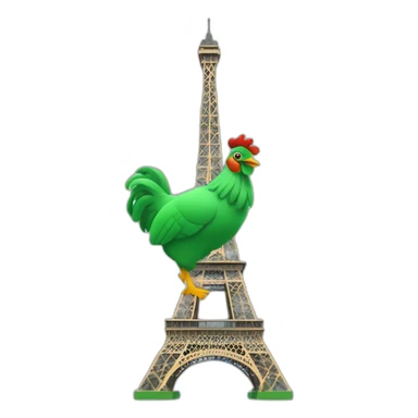 une poule verte sur la tour eiffel sticker