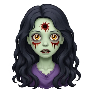A girl zombie with long black wavy hair  sticker