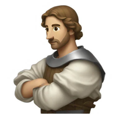 medieval innovator, thinking, torso sticker